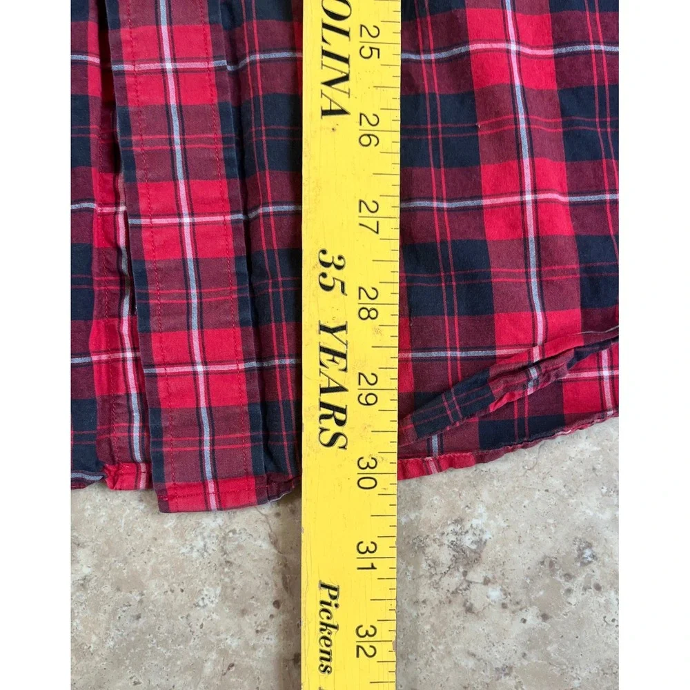 J. Crew Oarsmen Mens XL Red Blue Plaid Cotton Button Down Long Sleeve Shirt